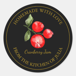 Goldmedaille Cranberry Jam Label | Schwarz Runder Aufkleber