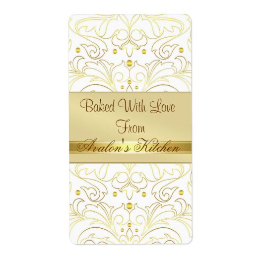 Goldmedaille Damask Filigree Holiday Baking Label (Vorne)