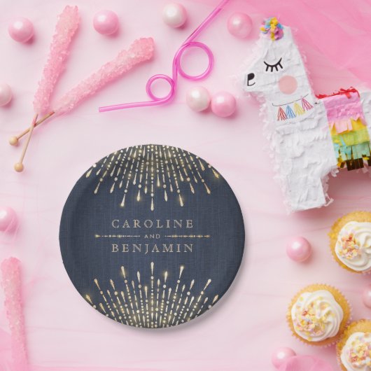 Goldmedaille Deko Vintage Hochzeit Monogramm Pappteller (Party)