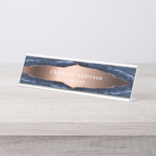 Goldmedaille der blauen Rose - Marmorbezeichnung Schreibtischnamensplakette