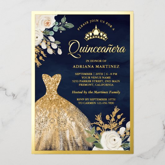 Goldmedaille der braunen Elfenbein-Flotte Quincean Folieneinladung (Vorderseite)