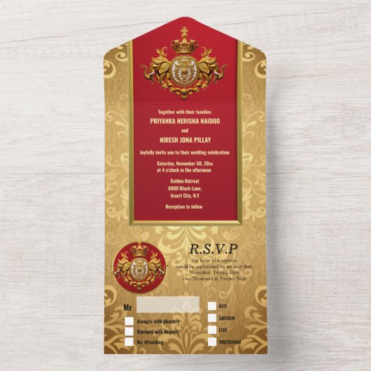 Goldmedaille-Elefanten-Luxus All In One Einladung (Innen Boden)