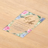 Goldmedaille: Er oder sie Blumengrün Acryleinladungen (Ablage )