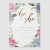 Goldmedaille: Er oder sie Blumengrün Pergament Einladungen (Vorderseite)