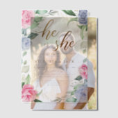 Goldmedaille: Er oder sie Blumengrün Pergament Einladungen (Versatz (Ehepaar))