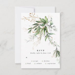 Goldmedaille Eukalyptus Elegantes Grün RSVP Karte