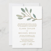 Goldmedaille Eukalyptus feierliche Hochzeit Einladung (Vorderseite)