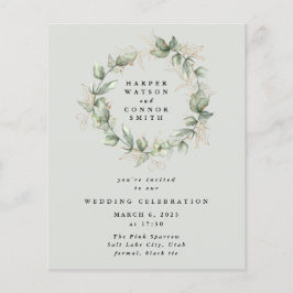 Goldmedaille Eukalyptus Wreath Green Glass Wedding Flyer