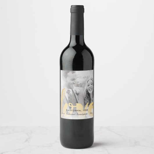 Goldmedaille Foto Hochzeit oder Jubiläum Weinkarte Weinetikett (Vorderseite)