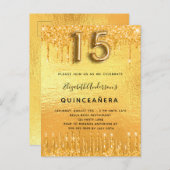 Goldmedaille für das Party Quinceanera Tropfen Einladungspostkarte (Vorne/Hinten)