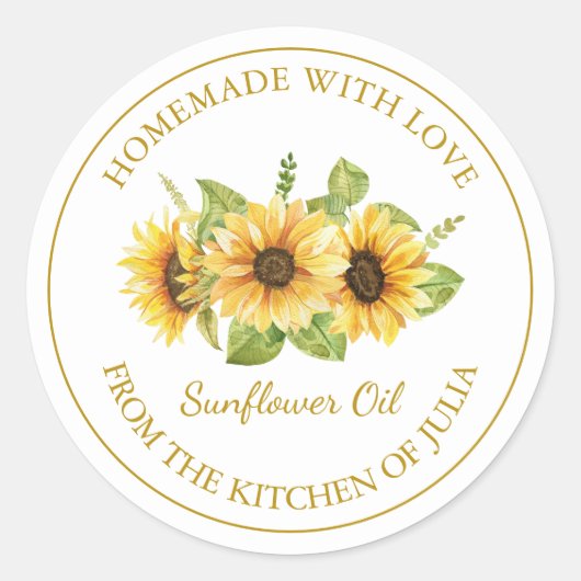 Goldmedaille für das Sonnenblumenöl | weiß Runder Aufkleber (Vorderseite)