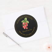 Goldmedaille für Erdbeeren | Schwarz Runder Aufkleber (Umschlag)