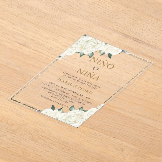 Goldmedaille für Glitzer Elfenbeinfloral Acryleinladungen (Ablage )