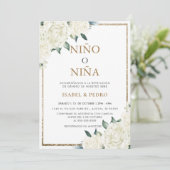 Goldmedaille für Glitzer Elfenbeinfloral Einladung (Stehend Vorderseite)