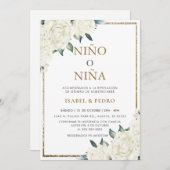 Goldmedaille für Glitzer Elfenbeinfloral Einladung (Vorne/Hinten)