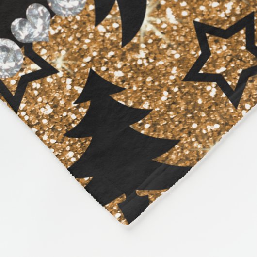 Goldmedaille für Glitzer-Weihnachtsbäume Fleecedecke (Ecke)