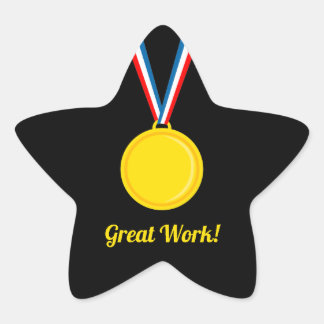 Goldmedaille für großartige Arbeit - Rot und Blau  Stern-Aufkleber