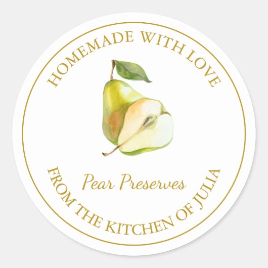 Goldmedaille für hausgemachte Birnen | weiß Runder Aufkleber (Vorderseite)