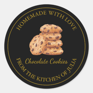 Goldmedaille für hausgemachte Cookies   Schwarz Runder Aufkleber