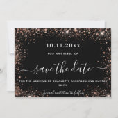 Goldmedaille für Hochzeiten, schwarze Rose, Glitze Save The Date (Vorderseite)