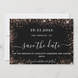 Goldmedaille für Hochzeiten, schwarze Rose, Glitze Save The Date
