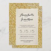 Goldmedaille für Hochzeiten von Glitzer Einladung (Vorne/Hinten)