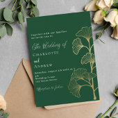 Goldmedaille für Hochzeitsmaragdgrüne Ginkgo Einladung