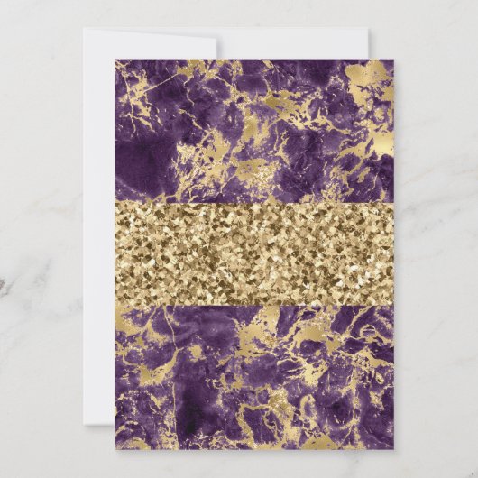 Goldmedaille für Lila Marmorhochzeit in Glitzer Einladung (Rückseite)