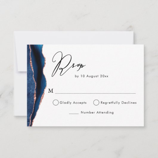 Goldmedaille für Marine und Rose RSVP-Karte RSVP Karte (Vorderseite)