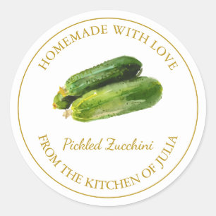 Goldmedaille für Zucchini-Pickle   weiß Runder Aufkleber