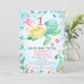 Goldmedaille Glitzer 1 Meeresschildkröte unter Mee Einladung (Stehend Vorderseite)