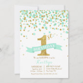 Goldmedaille Glitzer Aqua Sprinkles Einladung (Vorderseite)