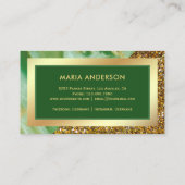 Goldmedaille Glitzer Grüner Marmorhair Salon Makeu Visitenkarte (Rückseite)