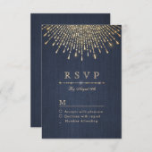 Goldmedaille Glitzer Marine Deko Jahrgang Hochzeit RSVP Karte (Vorne/Hinten)