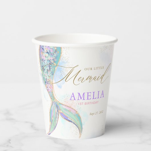 Goldmedaille Glitzer Meerjungfrau Schwanz unter de Pappbecher (Vorderseite)