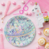 Goldmedaille Glitzer Meerjungfrauenskala Pappteller (Party)