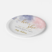 Goldmedaille Glitzer Rosa und Dunkelblauer Geschle Pappteller (Schrägansicht)