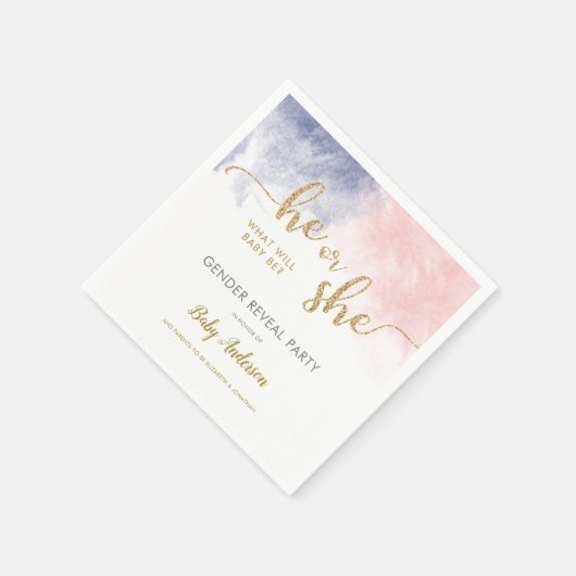 Goldmedaille Glitzer Rosa und Dunkelblauer Geschle Serviette (Ecke)