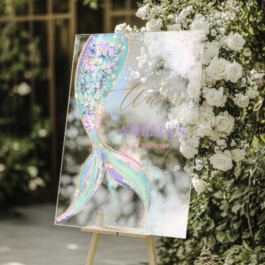 Goldmedaille Glitzer Schwanz unter dem Meer Willko Acrylschild