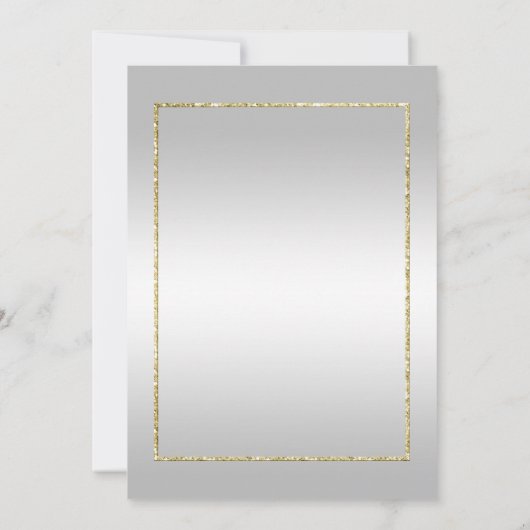 Goldmedaille, Glitzer & Silber 1. Hochzeit Einladung (Rückseite)