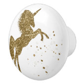 Goldmedaille Glitzer Stars Unicorn Keramikknauf (Rechts)