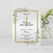 Goldmedaille, Glitzer und Platinum 1. Hochzeit Einladung (Stehend Vorderseite)