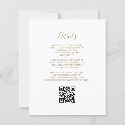 Goldmedaille Glitzer Weißer QR-Code Hochzeitsempfa (Rückseite)