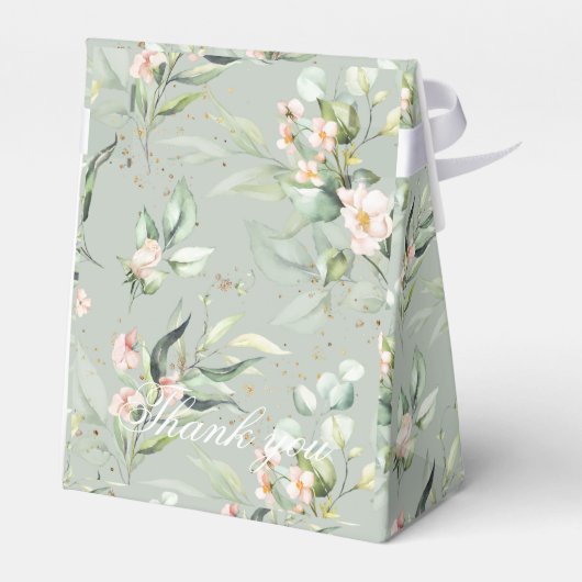 Goldmedaille Grüne Wasserfarbenblütenhochzeit Geschenkschachtel (Rückseite)