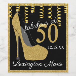 Goldmedaille High Heel 50. Geburtstagsparty Frisch Weinetikett