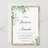 Goldmedaille Hochzeit der Eukalyptusbäume Einladung (Vorderseite)