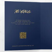 Goldmedaille Hochzeit des blauen Fotos RSVP Detail Dreifach Gefaltete Einladung (Innen Erste Seite)