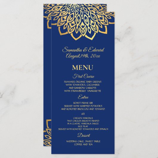 Goldmedaille Hochzeit Menükarte (Vorne/Hinten)