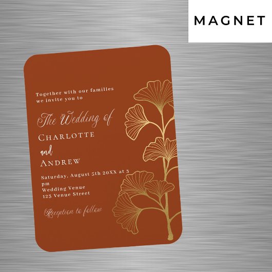 Goldmedaille Hochzeitginkgo Magnet