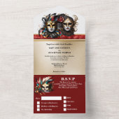 Goldmedaille Hochzeitskarneval Masken All In One Einladung (Innen)